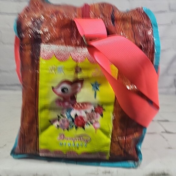 Dumpling Dynasty Rare Fiona Hewitt Printed Duffel Tote Bag Damaged For Upcycle - Picture 10 of 16